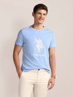 U.S. POLO ASSN. - Blue Brand Print Slim T-Shirt