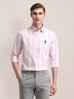 U.S. POLO ASSN. - Mens Pink Stripes Shirt