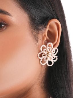 House of D'oro - Handcrafted Kvetina Studs Peach Earrings for Women