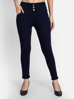 Angelfab - Women Denim Navy Blue Skinny High Waist Jeans