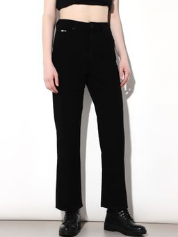 ONLY - Women Solid Straight Fit High-Rise Black Jeans