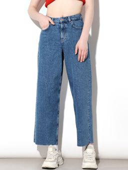 ONLY - Women Solid Straight Fit High-Rise Mid Blue Jeans