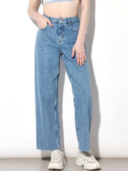ONLY - Women Solid Straight Fit High-Rise Blue Jeans