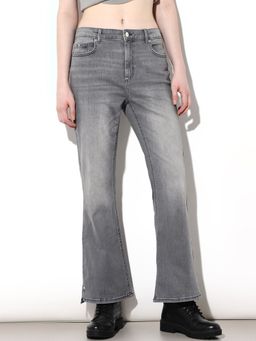 ONLY - Women Solid Bootcut Mid-Rise Grey Jeans
