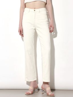 ONLY - Women Solid Straight High-Rise White Jeans