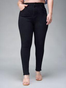 Miss Chase - A+ Curve Collection Plus Size Women's Black Skinny Stretchable Denim Jeans