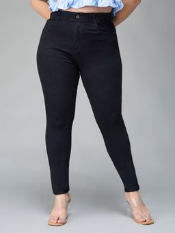 Miss Chase - A+ Curve Collection Plus Size Women's Black Stretchable Denim Jeans