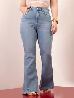 Miss Chase - Plus Size Light Blue Denim Bootcut Jeans