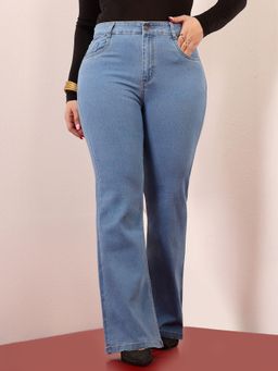 Miss Chase - A+ Curve Collection Plus Size Women's Light Blue Bootcut Stretchable Jeans