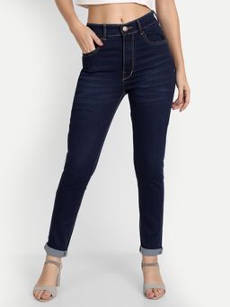 Angelfab - Women Denim Navy Blue Skinny High Waist Jeans
