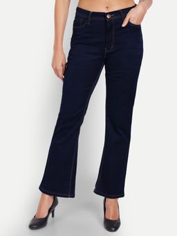Angelfab - Women Denim Navy Blue Bootcut High Waist Jeans