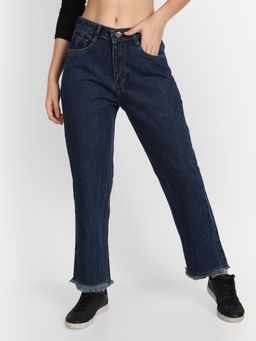 Angelfab - Women Denim Blue Straight High Waist Jeans