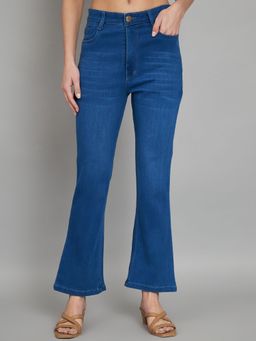 Angelfab - Women Denim Blue Bootcut High Waist Jeans