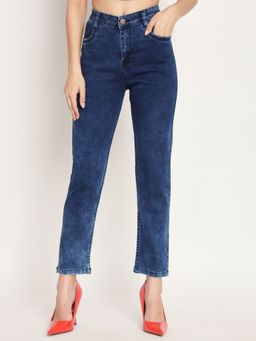 Angelfab - Women Denim Navy Blue Slim High Waist Jeans