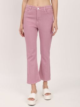 Angelfab - Women Denim Baby Pink Bootcut High Waist Jeans