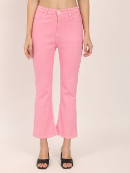Angelfab - Women Denim Pink Bootcut High Waist Jeans
