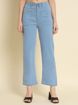 Angelfab - Women Denim Light Blue Straight High Waist Jeans