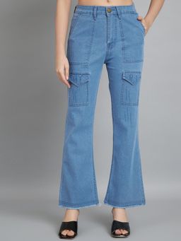 Angelfab - Women Denim Blue Bootcut High Waist Jeans