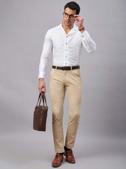 Louis Stitch - Regular Fit Cuban Collar Checks White Shirt