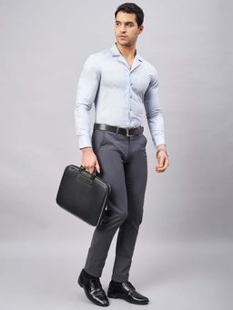 Louis Stitch - Regular Fit Cuban Collar Printed Blue Shirt