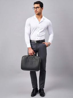 Louis Stitch - Regular Fit Cuban Collar White Shirt