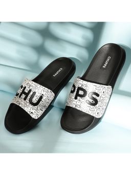 Chupps - Men Cat-A-Mood Supportive Footbed Sliders - Black & White