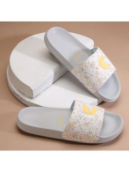 Chupps - Women Grace Anti-Skid Comfort Sliders - White Yellow
