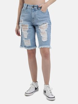 Bene Kleed - Women Slim Fit High-Rise Denim Shorts