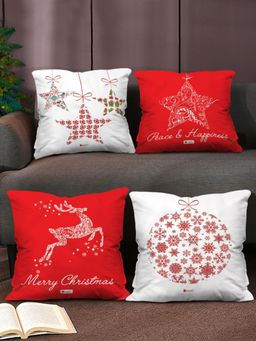 Indigifts - Christmas Cushion Cover for House, Xmas Decorations -Set of 4,Home Décor