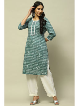 Rangriti - Sage Green Rayon Straight Kurta