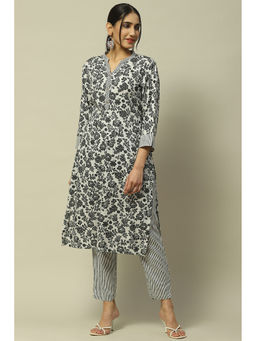 Rangriti - Black Rayon Straight Kurta with Pants (Set of 2)