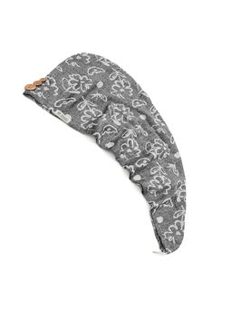 Doctor Towels - Pack of 1 Banana Jacquard Floral Hair Wrap Towel Charcoal (S)