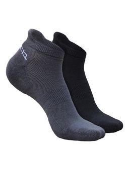 Heelium - Bamboo Ankle Socks for Women - 2 Pairs - Grey - Black - Odour Free Breathable