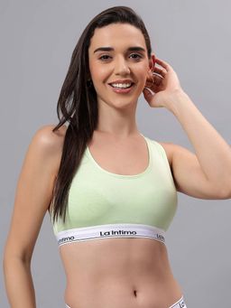 La Intimo - Green Solid Seamless Padded Bra