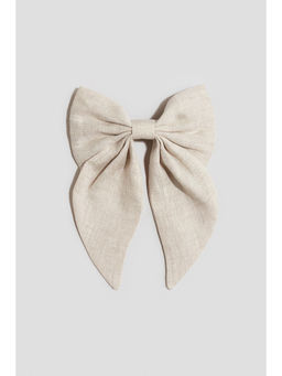 H&M - Girls Beige Linen-Bow Hair Clip