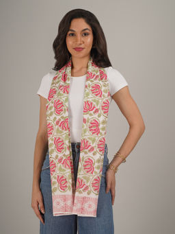 Moda Chales - Multi-Color Sanganeri Hand Block Printed Pure Cotton Scarf