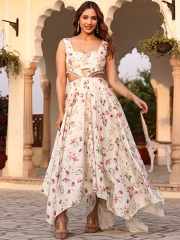 Lavanya The Label - Cream Printed High Low Dress