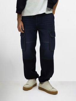 The Indian Garage Co - Blue Relaxed Fit Solid Mid-Rise Jeans