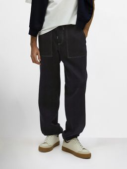 The Indian Garage Co - Black Relaxed Fit Solid Mid-Rise Jeans