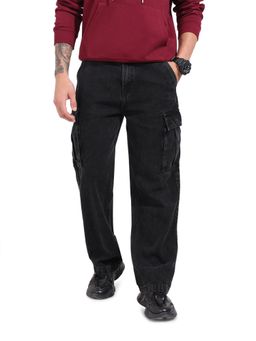 The Indian Garage Co - Black Relaxed Fit Solid Mid-Rise Jeans