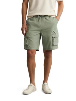 The Indian Garage Co - Olive Relaxed Fit Solid Mid-Rise Cargo Shorts