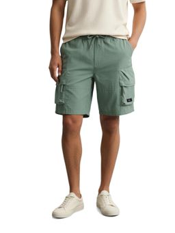 The Indian Garage Co - Green Relaxed Fit Solid Mid-Rise Cargo Shorts