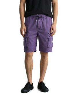 The Indian Garage Co - Purple Relaxed Fit Solid Mid-Rise Cargo Shorts