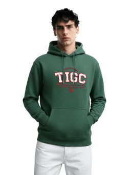 The Indian Garage Co - Green Relaxed Fit Embroidered Hooded Full Sleeves 1 Hoodie