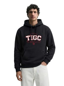 The Indian Garage Co - Black Relaxed Fit Embroidered Hooded Full Sleeves 1 Hoodie