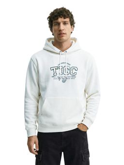 The Indian Garage Co - White Relaxed Fit Embroidered Hooded Full Sleeves 1 Hoodie