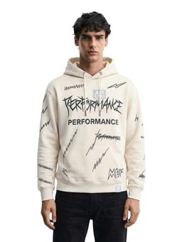 The Indian Garage Co - White Relaxed Fit Typography Hooded Full Sleeves 1 Hoodie