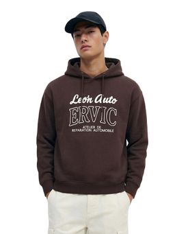The Indian Garage Co - Brown Boxy Fit Typography Hooded Full Sleeves 1 Hoodie