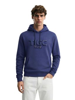 The Indian Garage Co - Blue Relaxed Fit Typography Hooded Full Sleeves 1 Hoodie