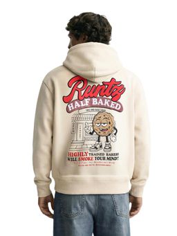 The Indian Garage Co - White Relaxed Fit Graphic Hooded Full Sleeves 1 Hoodie